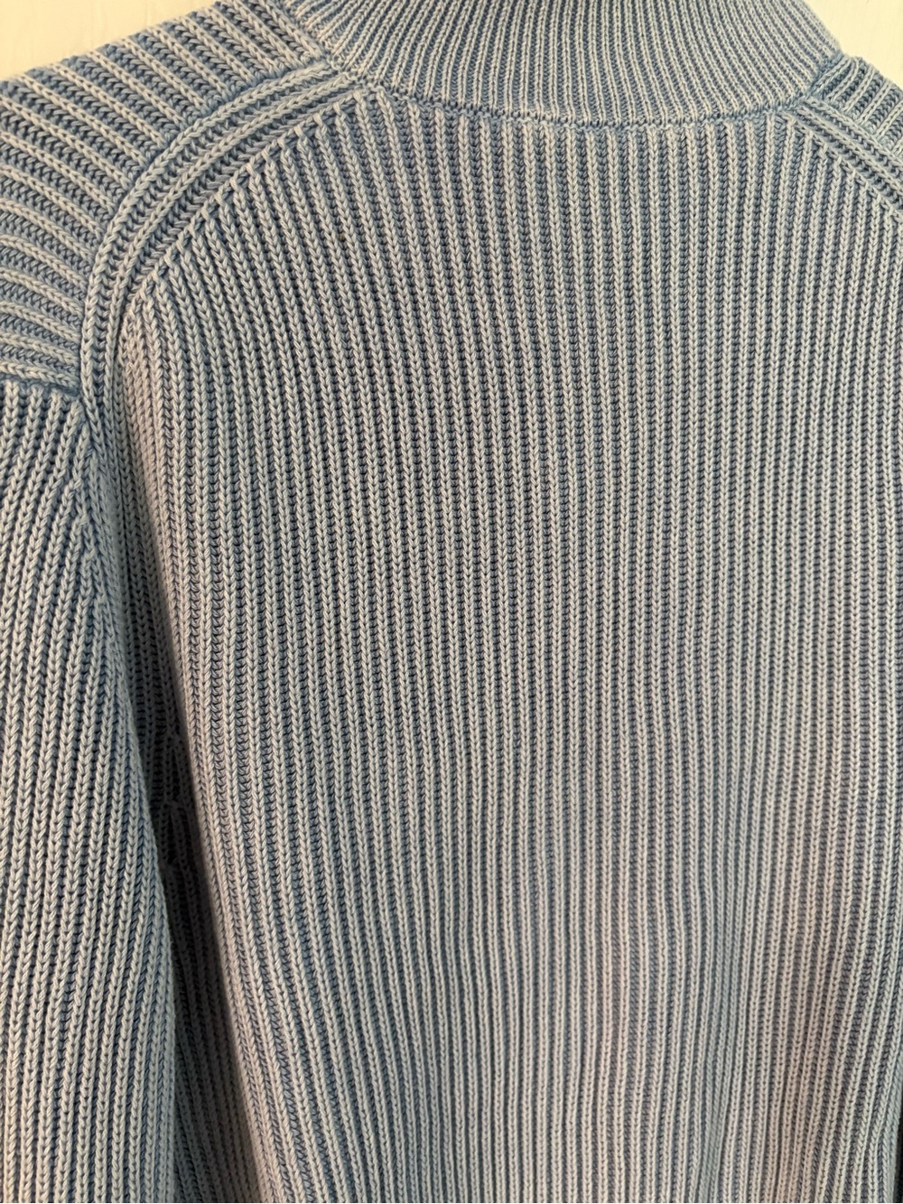 Light Blue Half-Zip Ribbed Sweater - Picture 5 of 5